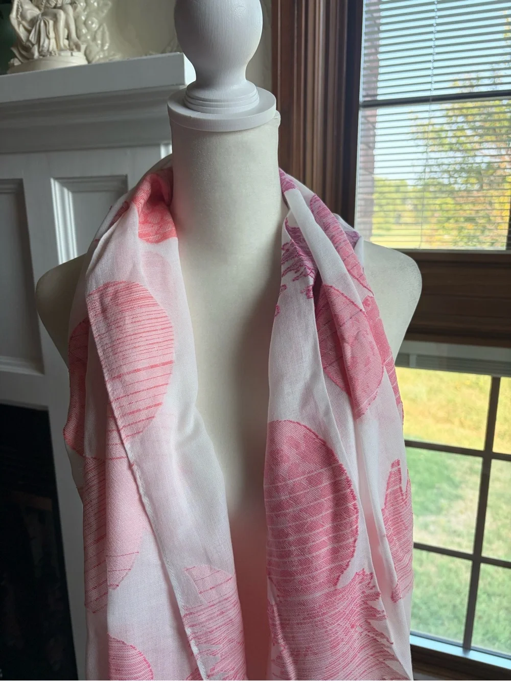 Talbots Pink Pineapple Patterned Scarf